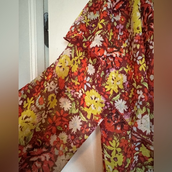 Free People Floral Bodysuit Ruffle Lace Boho Orange Color Size XS - Picture 5 of 10